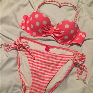 Victoria’s Secret polka dot and striped bikini